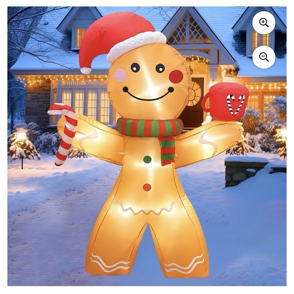 5Ft Christmas Inflatable Gingerbread Man LED Lights Outdoor / Indoor Outlet Plug